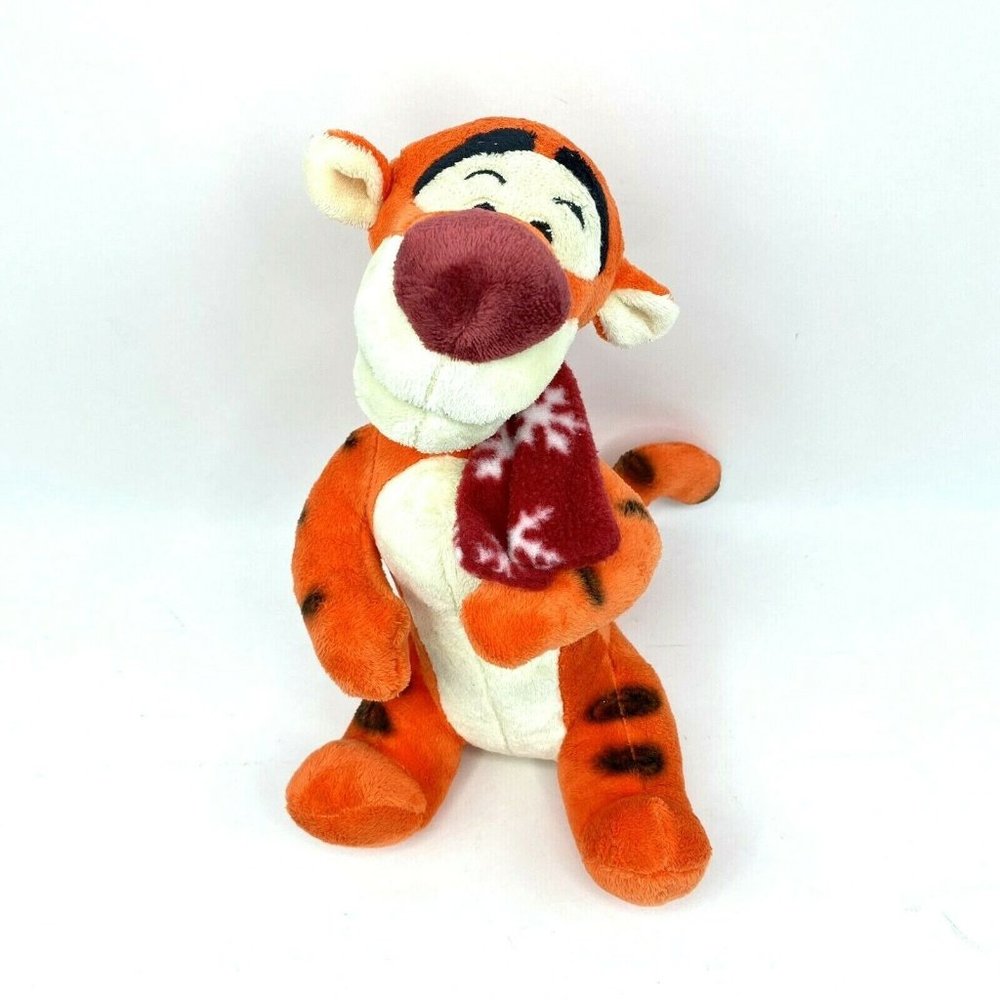 Tigger Plush Christmas Winter Snowflake Scarf Winnie the Pooh Stuffed Animal 11"